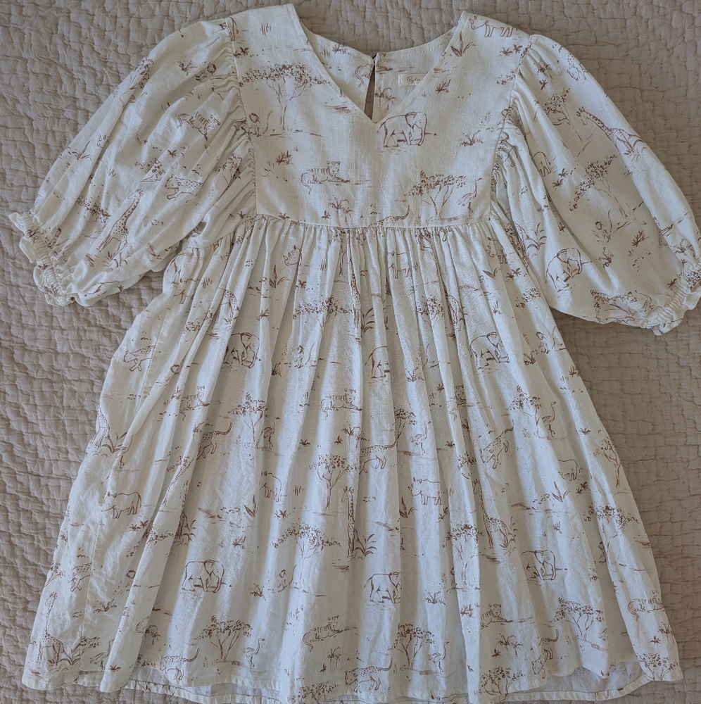 Cream and Brown Patterned Blouse